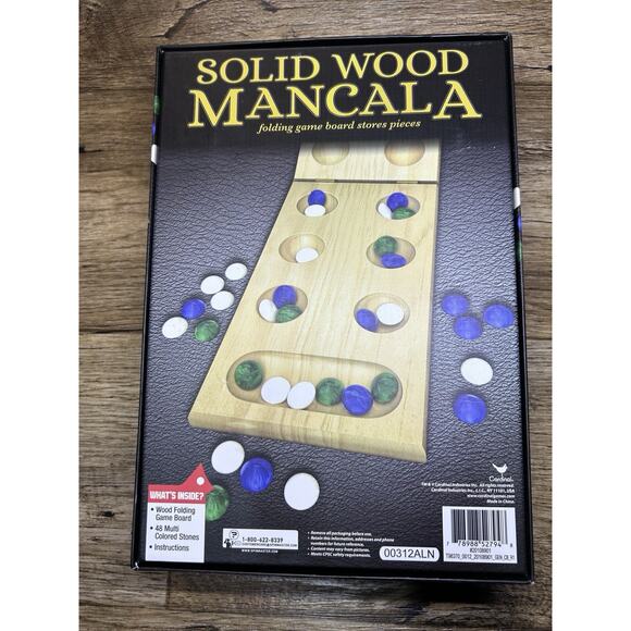 Solid Wood Mancala, Strategy Game, Folding Game Board Stores Pieces, Ages 6 up - Picture 2 of 6